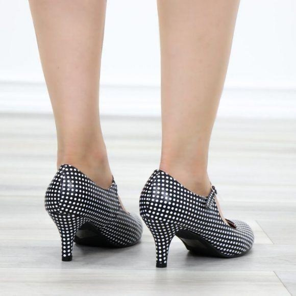 Rockabilly Black White Polka Dots Vintage pumps - Picture 5 of 12